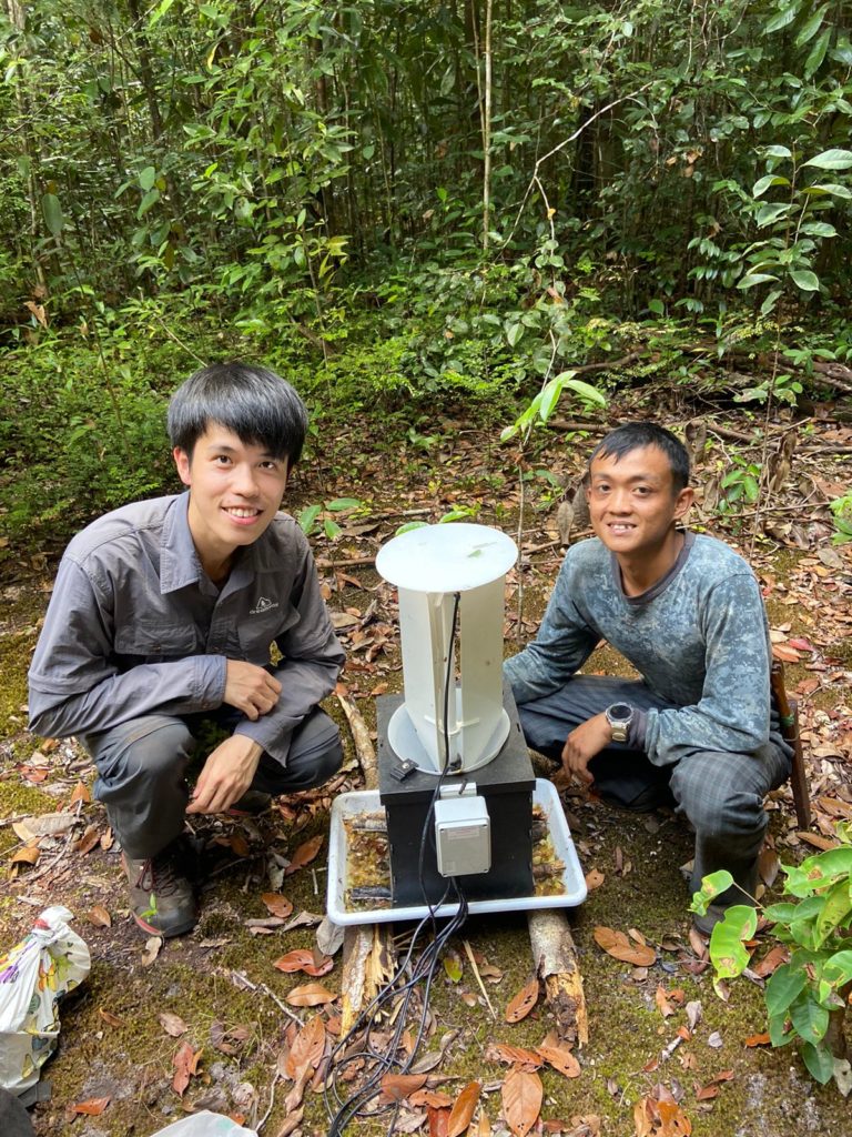 NTU PhD student, Calvin Leung, and UBD field assistant, Ramasamy, conducting insect diversity studies.